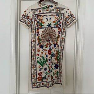 Tory Burch Ivory Peacock Meadow Dress